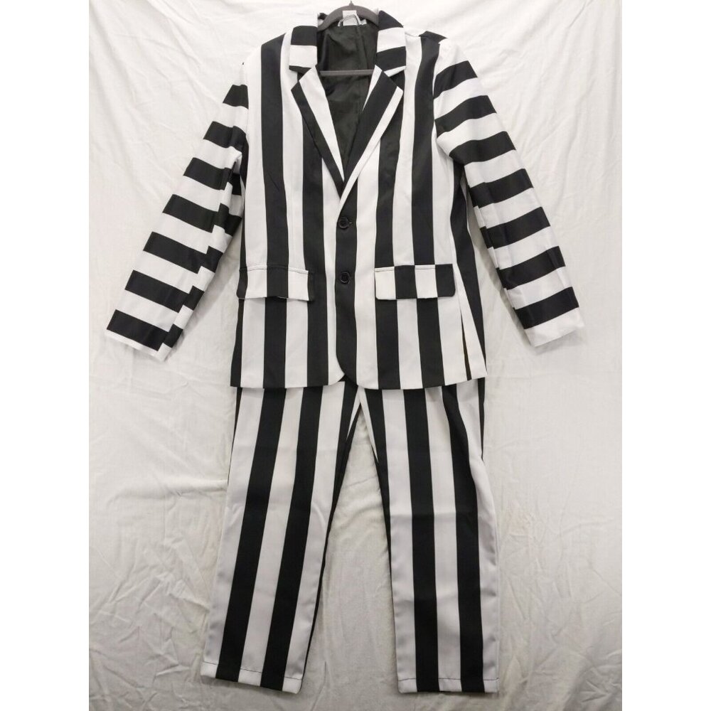 Spirit Black and White Vertical Stripe Suit Jacket and Pants